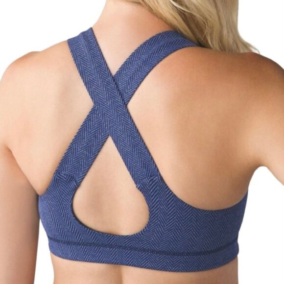 Lululemon All Sport Bra Giant Herringbone Black Heathered Pigment Blue Size 8 - Picture 3 of 9